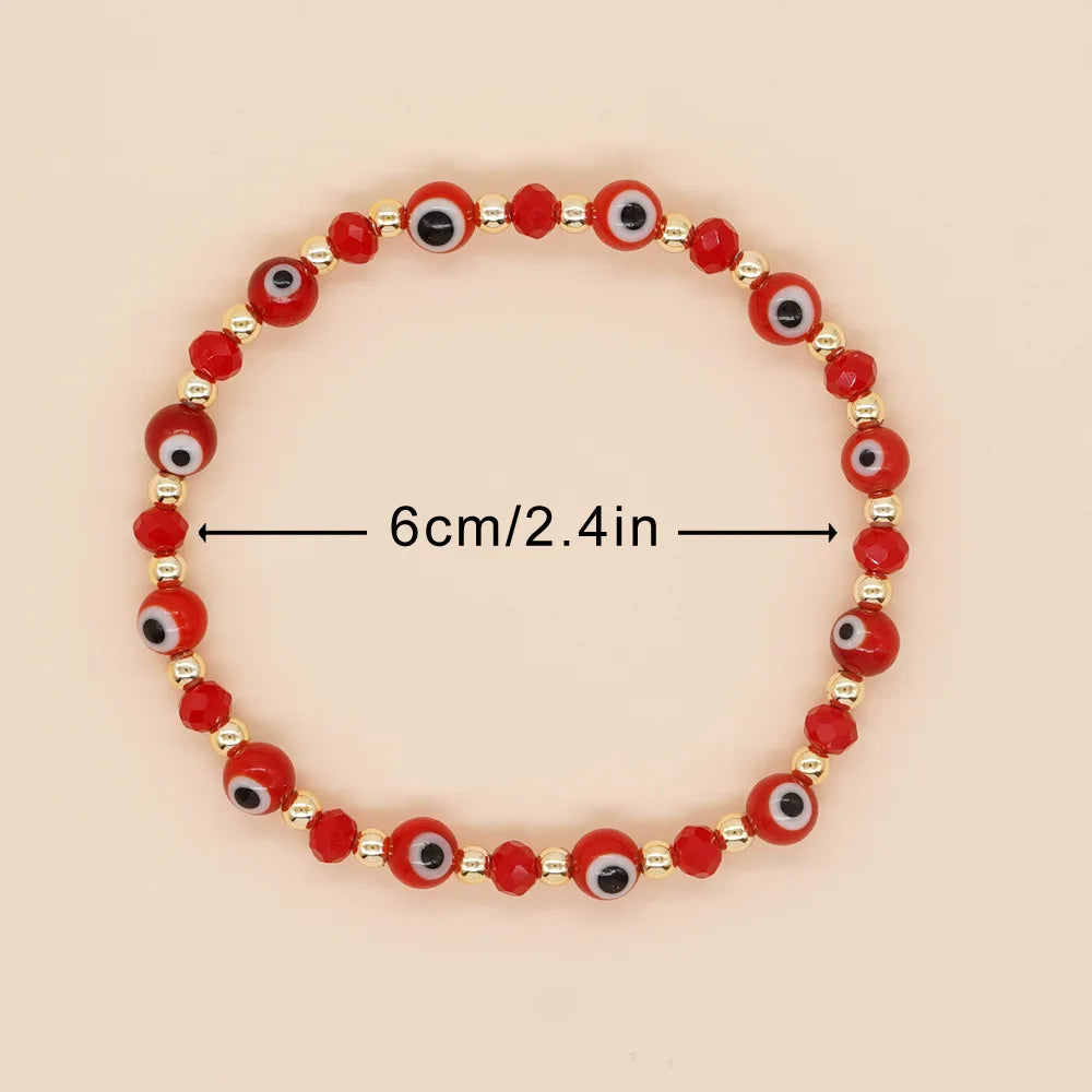 Popular Cross-Border Fashion Bohemian Ethnic Style Bracelet with Copper Beads, Crystal Room, Glass Eyes, Universal Bracelet For