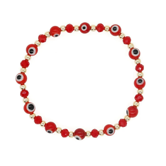 Popular Cross-Border Fashion Bohemian Ethnic Style Bracelet with Copper Beads, Crystal Room, Glass Eyes, Universal Bracelet For